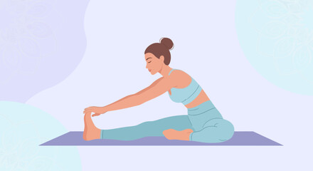 Gentle Yoga Practice Depicting Female Flexibility, Promoting Wellness and Tranquility