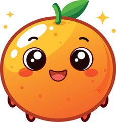 Vector art of funny cartoon orange character with a wide open mouth and big eyes, transparent background