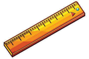 A flat cartoon style ruler with yellow and orange color illustration