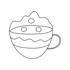 Outline illustration mug with toppings