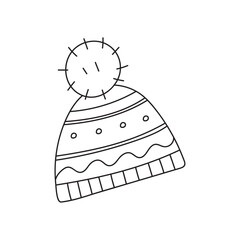 Doodle vector illustration of winter hat