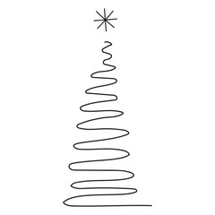 Doodle illustration of Christmas tree in vector