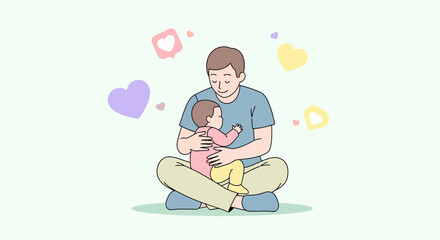 Fototapeta premium Father And Child Bonding In A Peaceful And Loving Embrace Demonstrating Affection