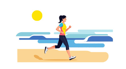Female Runner Enjoying Running Outdoors Near The Sea In A Healthy And Active Lifestyle