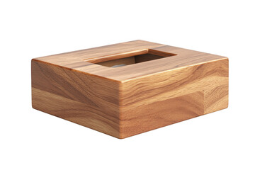 Wooden tissue box holder decorative rectangular facial tissue dispenser cover napkin box case stylish home decor isolated on transparent background
