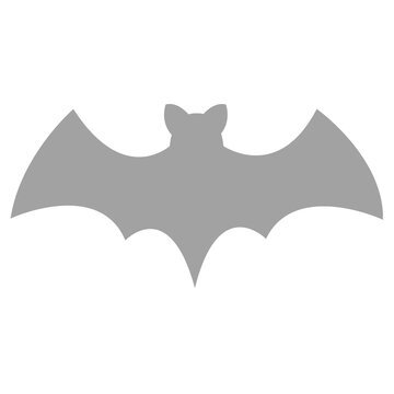 Simple gray bat silhouette on black background