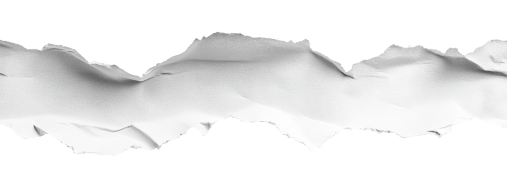 Wavy torn strip of white paper with jagged rough edges, isolated on transparent cutout background - Powered by Adobe