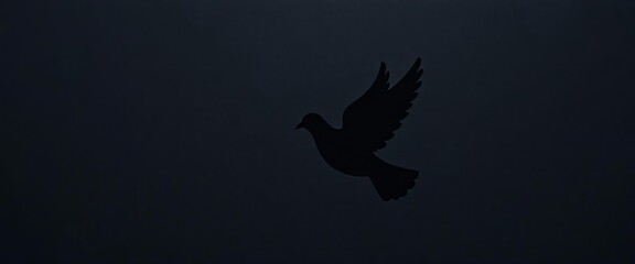Fototapeta premium Black wall background with dove silhouette, anti-war message implied, black, peace symbol