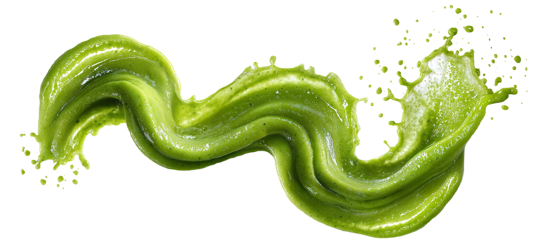 Green smoothie splash, isolated on transparent cutout background