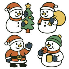 Snowman Christmas Santa hat tree cookie mug cheerful winter