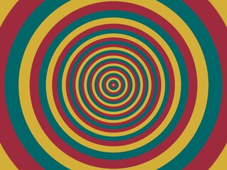 Colorful concentric circles pattern, hypnotic and retro design.