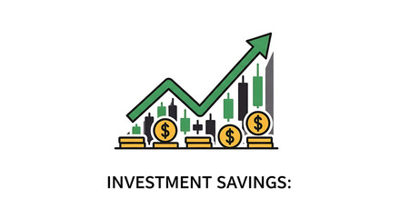 Investment growth chart with coins