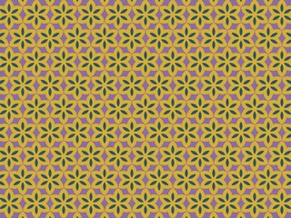 Floral pattern with purple, gold, and teal background.