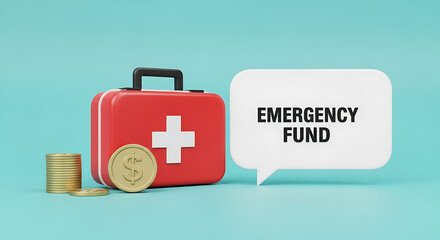 Emergency Fund Concept with Coins and First Aid Kit