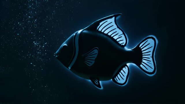 Lantern Fish Silhouette Model in Glitter Night