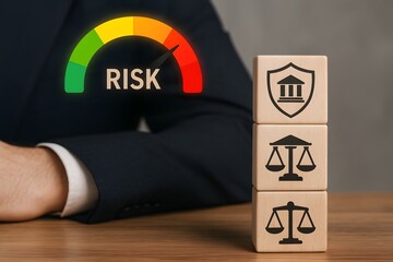 Business professional assessing financial risks. 