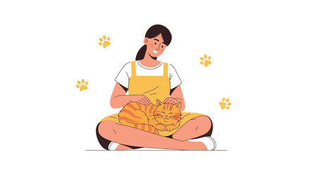 Loving Woman Cares For Her Pet Cat In Adorable Moment Of Joy And Relaxation