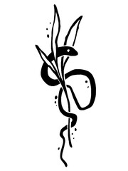 Edgy snake entwined with plant illustration