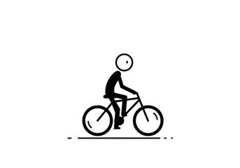 A simple drawing of a stick figure riding a bicycle on a ground line