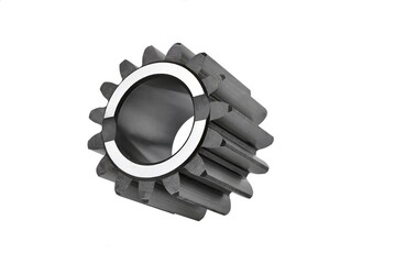 gear of a car gearbox, gear for transmitting rotation in mechanisms on a white background
