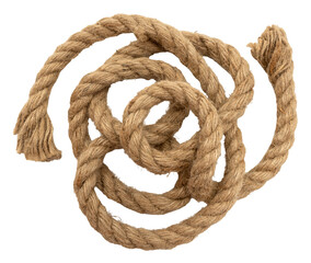 Jute. Twisted linen rope on a white background. Rope