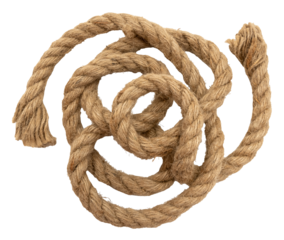 Jute. Twisted linen rope on a white background. Rope