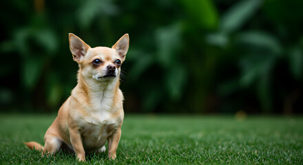 Chihuahua on Green Lawn &ndash; Natural Pet Portrait with Expressive Charm