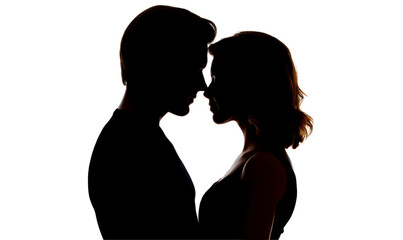 Beautiful Silhouette of a Couple Isolate on Transparent Background, cutout, png
