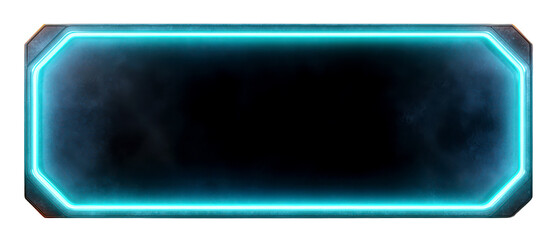 Futuristic Glowing Panel with Neon Edges Isolate on Transparent Background, cutout, png