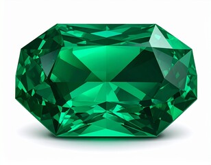 Generated image　深緑に輝くエメラルド宝石　美しいカット　光を反射