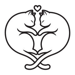 Heart-Shaped Cat Silhouette  Minimal Vector Illustration of Love, Affection, and Companionship