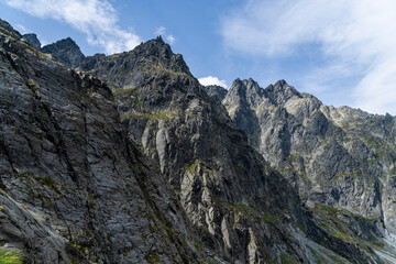 Majestic, wild and inaccessible mountain peaks in the summer.