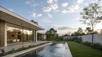 Obraz premium backyard water contemporary architecture sky