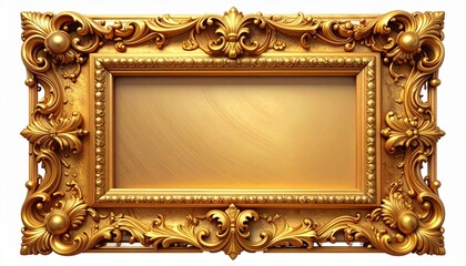 Elegant, ornate golden baroque frame with intricate floral carvings. Perfect for a luxurious, classical aesthetic.