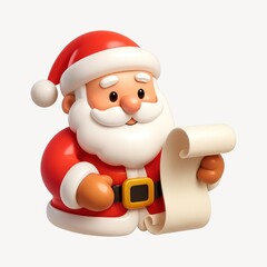 Jolly Santa holding gift list.