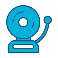 School Bell Icon In Blue Monochrome Flat Design, Vector Illustration