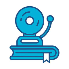 Back To School Icon In Blue Monochrome Flat Design, Vector Illustration