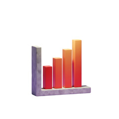 3d bar chart graph isolated on transparent background