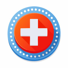 Obraz premium White Cross on Red and Blue Circular Icon