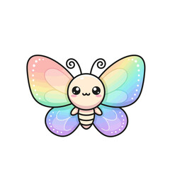 a cartoon butterfly with rainbow wings