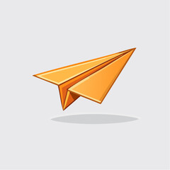 Orange Paper Airplane on Light Gray Background