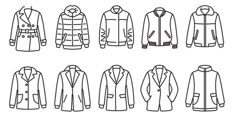Men Fashion Clothes Line Art Vector Set