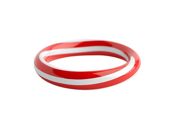 Naklejka premium Red and white striped ring 3D rendered, isolated for design, decoration, and style.