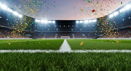 Soccer stadium with confetti