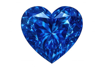 Fototapeta premium Close-up of a sparkling heart-shaped blue sapphire gemstone with transparent background, perfect for jewelry and romance designs