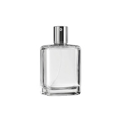 Clear Glass Perfume Bottle with Silver Cap - Mockup for Branding