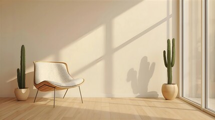 Neutral Aesthetic Living Room with Sunlight