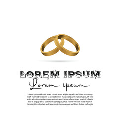 Wedding Gold Rings Vector Illustration, golden wedding rings