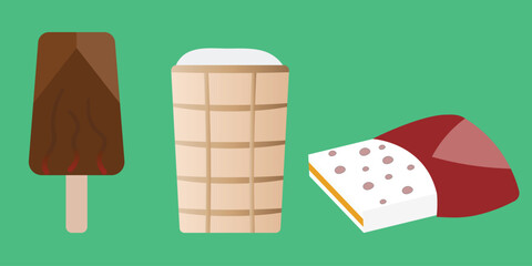 Set of Tasty Frozen Desserts Including Popsicle, Cup, and Ice Cream