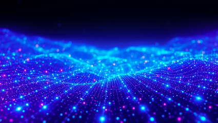 Cybernetic Grid of Light and Data in a Futuristic Space